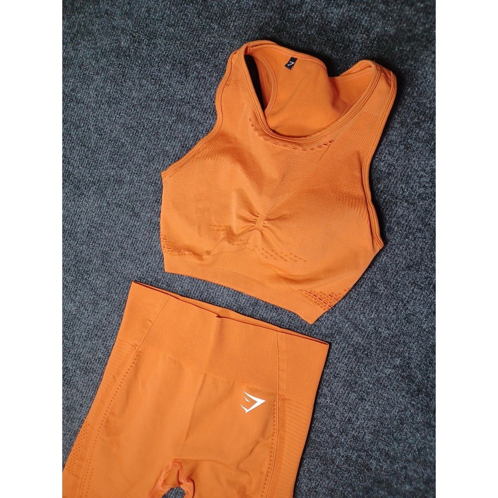 Gymshark Womens Small Energy+ Seamless Leggings & Sports Bra Orange
